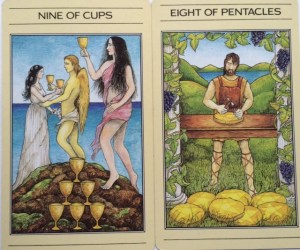 CUPS PENTACLES nie of and eight of